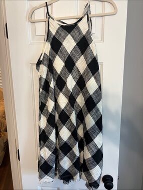 cloth & stone Black and White Plaid Circle Skater Dress by Anthropologie